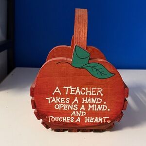 Heartfelt Teacher Apple Accent - Red Decorative Basket